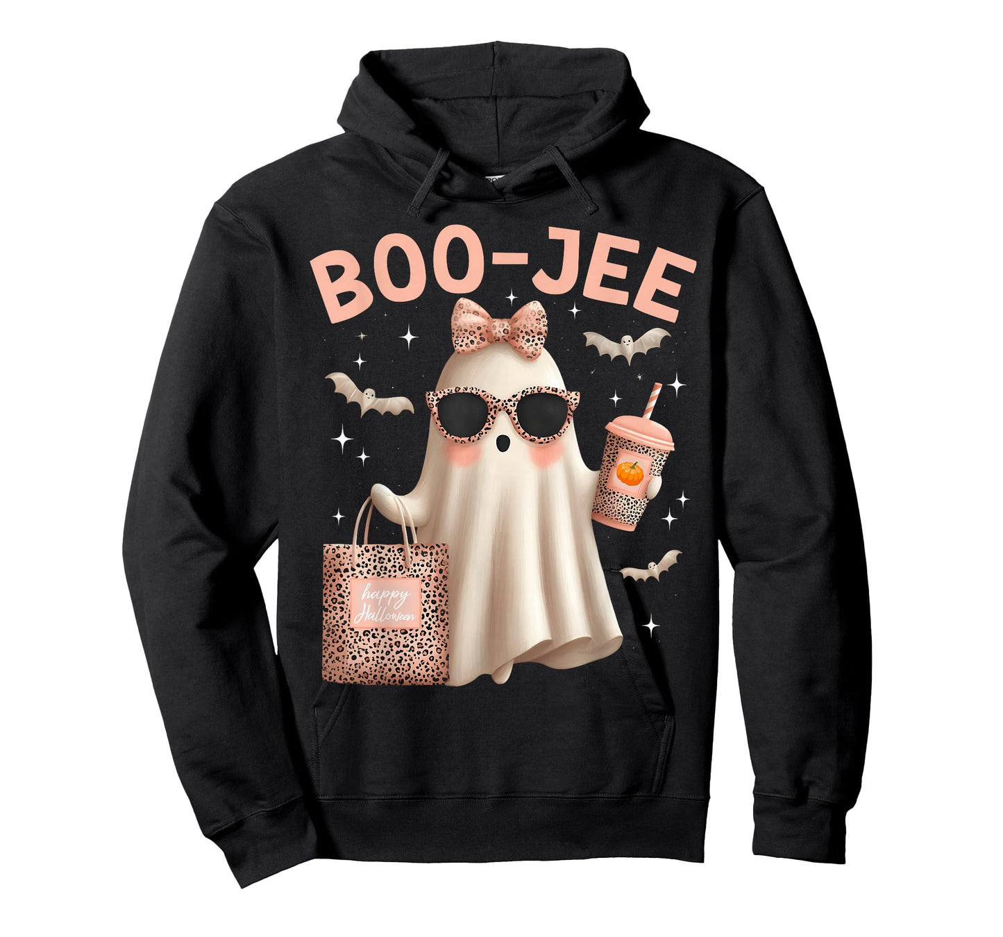 Coquette Leopard Ghost Coffee Boo-JEE Boujee Ghost Halloween T-Shirt
