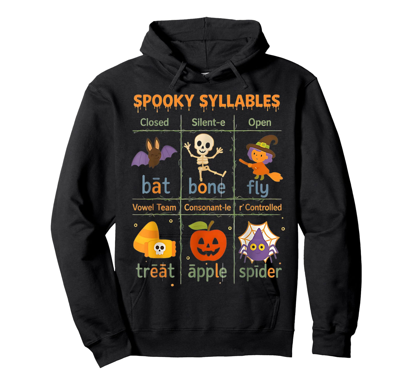 Spooky Syllables Teacher Funny Halloween Educational Kids T-Shirt