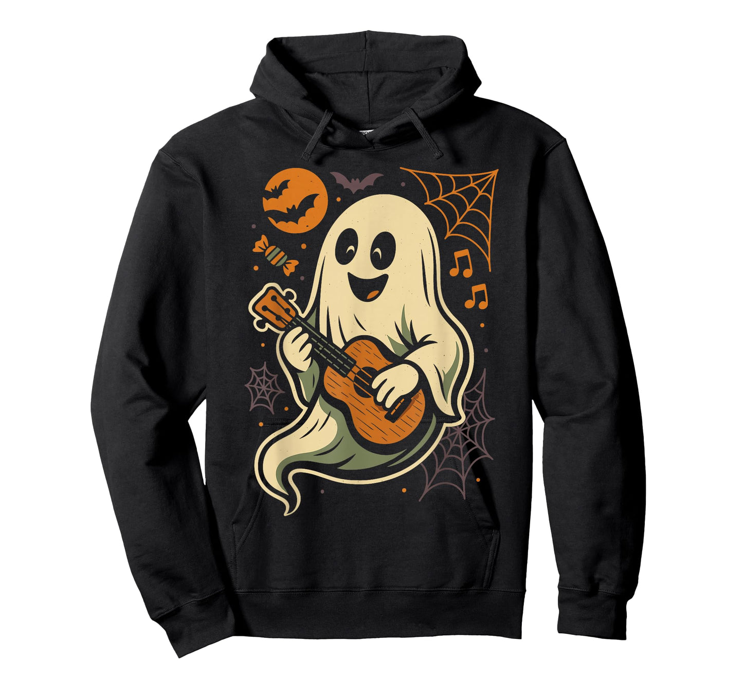 Hawaiian Ukulele Uke Halloween Ghost T-Shirt