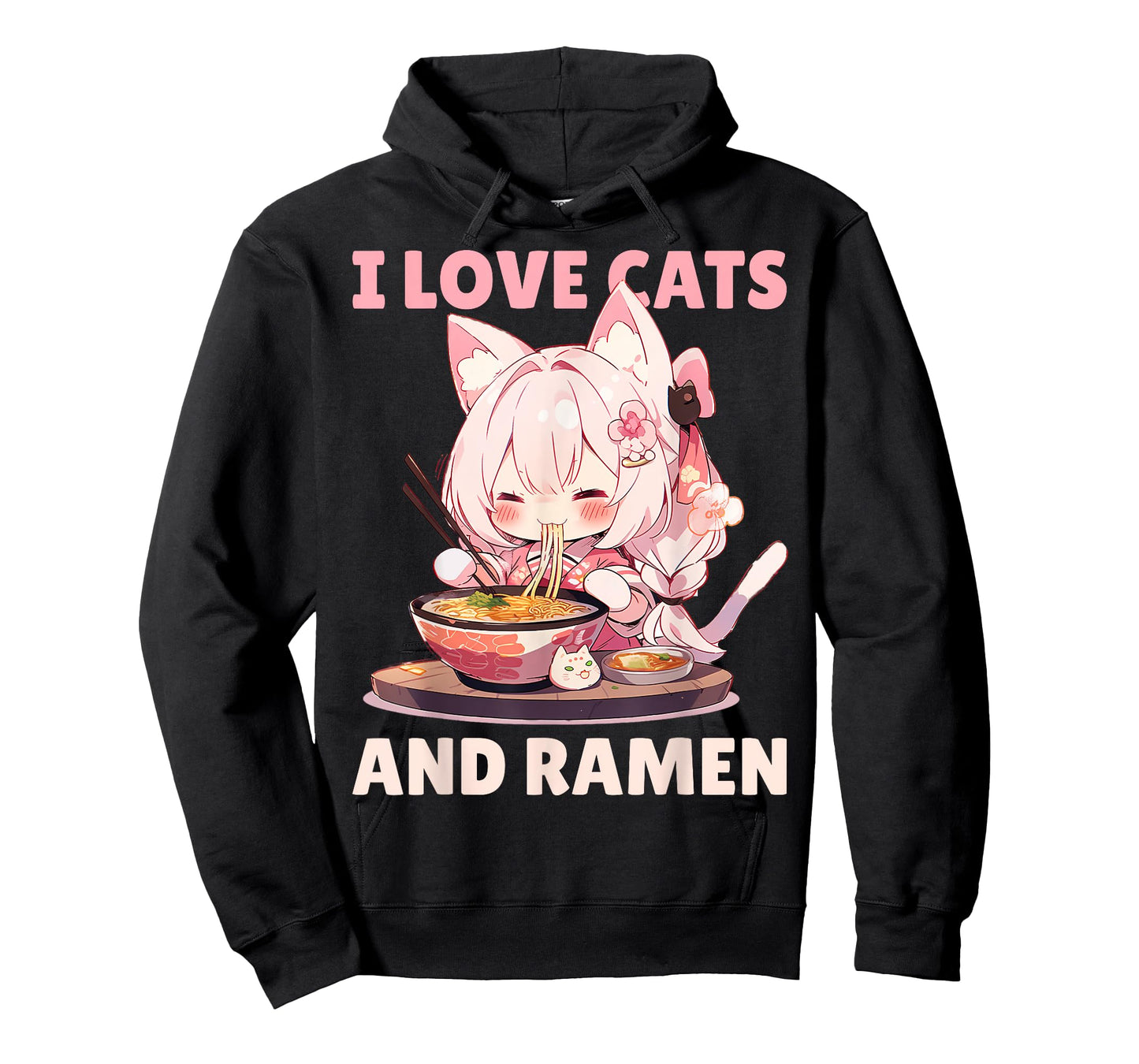 Kawaii Chibi Nekomimi Anime Cat Girl Ramen Otaku T-Shirt