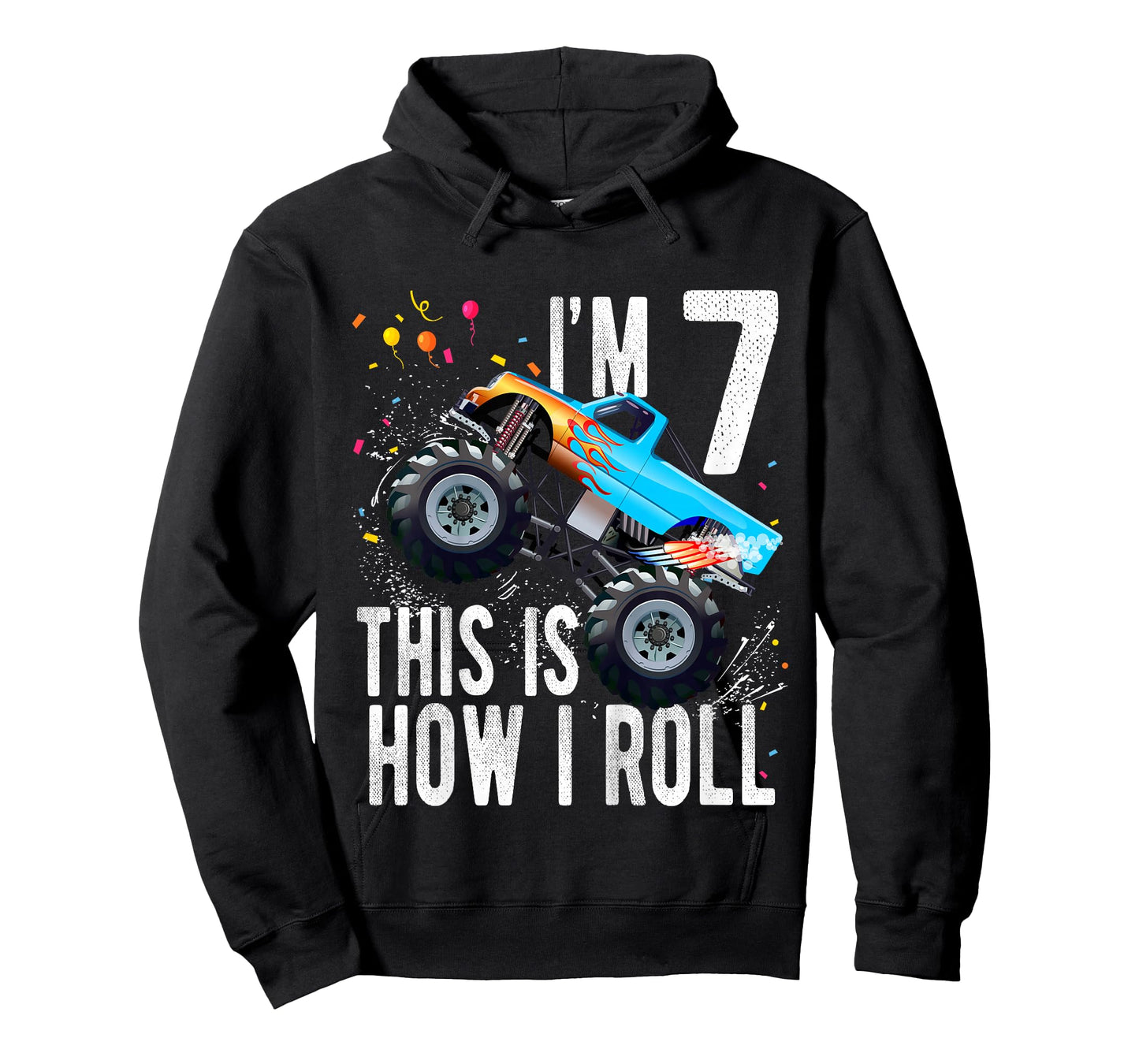 Kids 7 Year Old Shirt 7th Birthday Boy Monster Truck Car T-Shirt