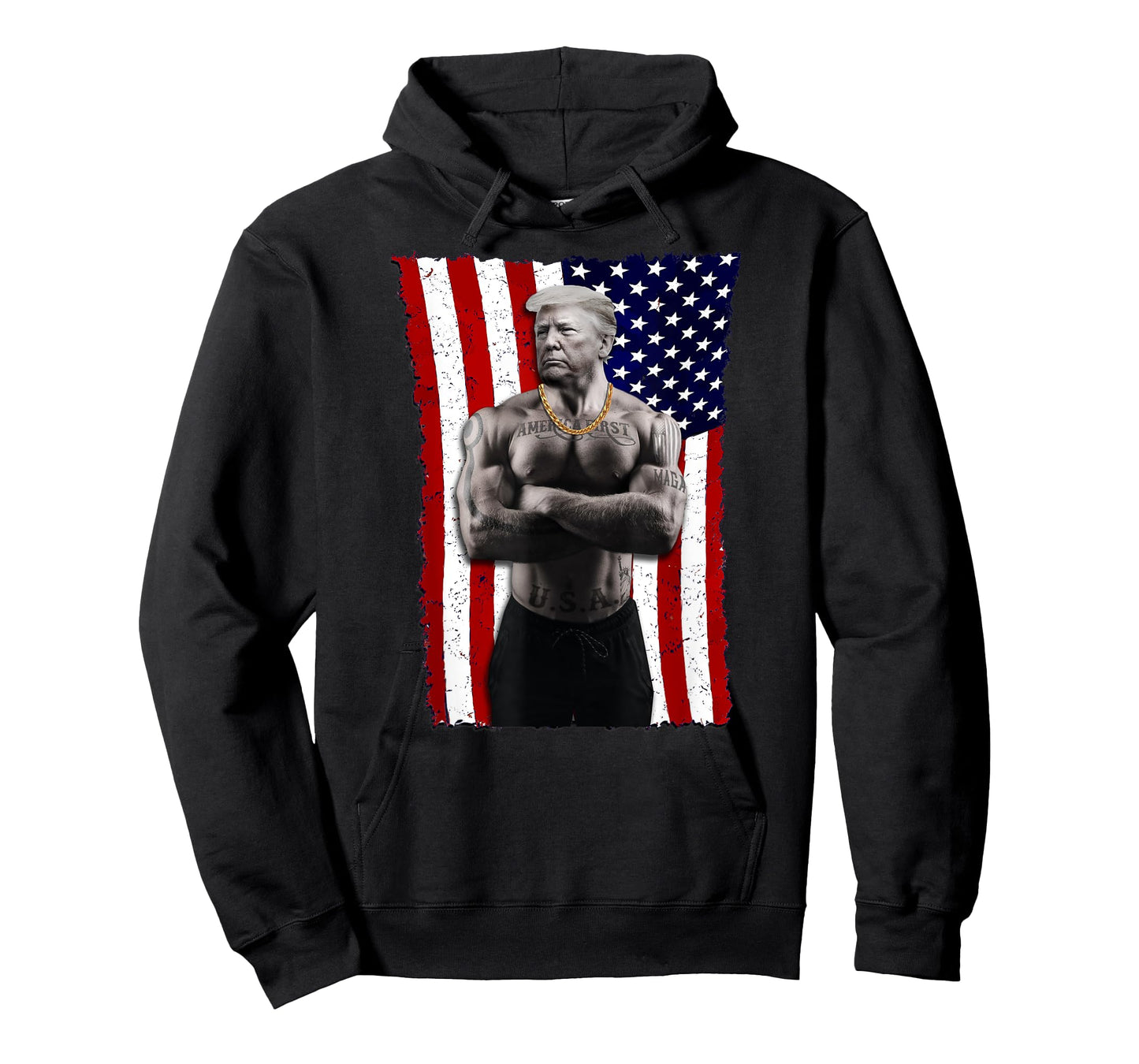 Gangster Pro Donald Trump Tattoo Republican American Flag v4 T-Shirt