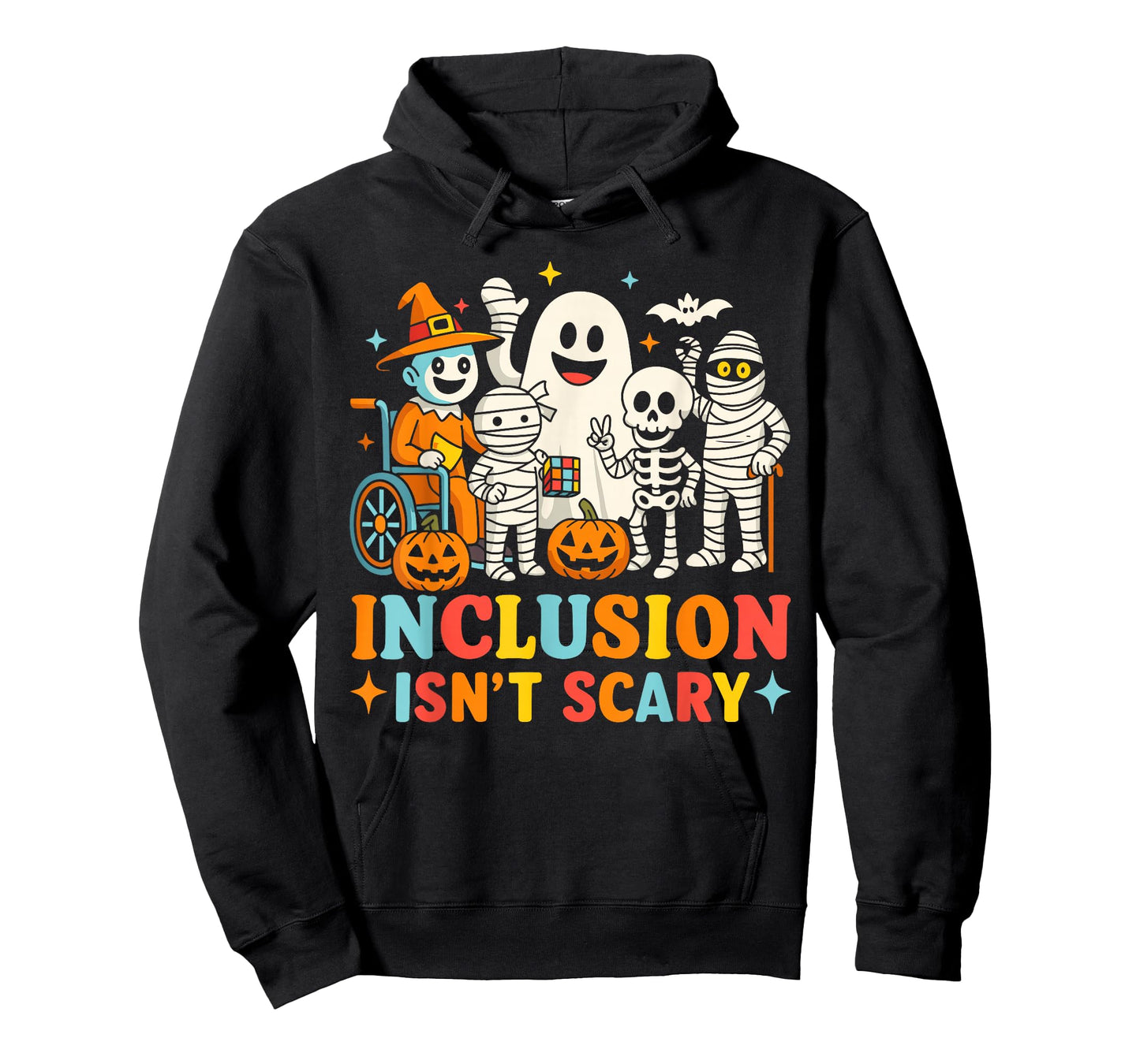 Inclusion Isn't Scary Teacher Skeleton Ghost Cute Halloween T-Shirt