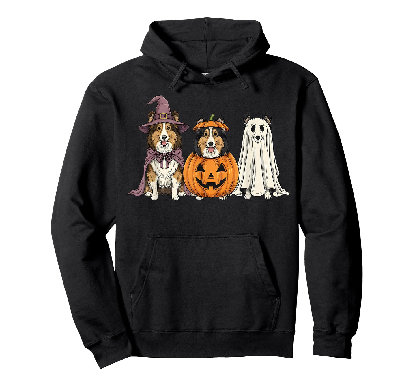 Spooky Ghost Shetland Sheepdog Pumpkin Halloween Dog Lover T-Shirt