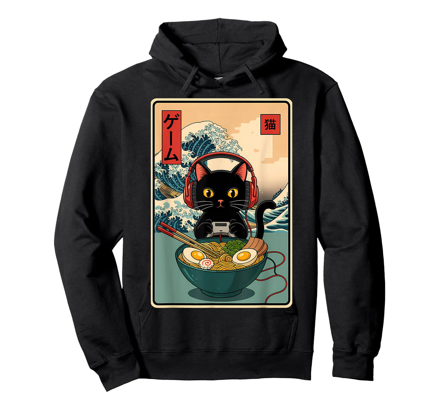 Kawaii Gamer Cat Ramen Retro Japanese Funny Cat Gaming T-Shirt