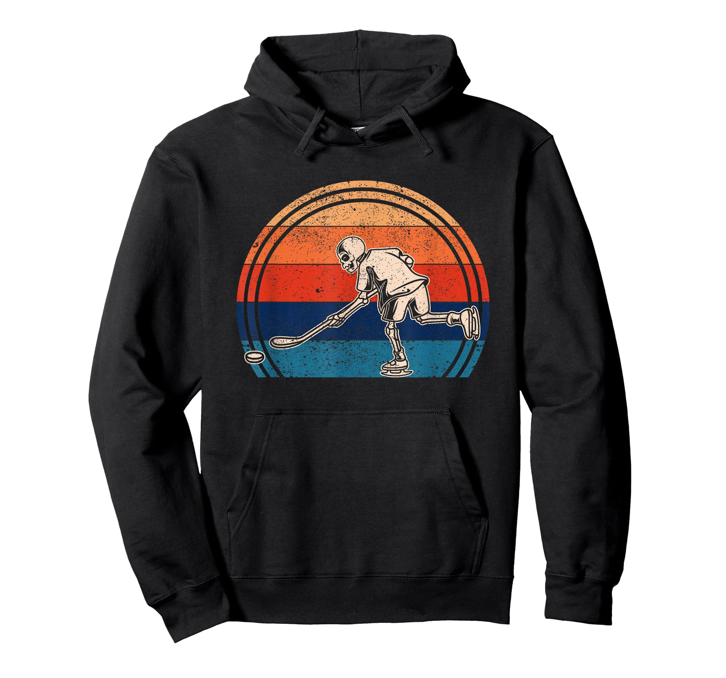 Pumpkin Skeleton Ice Hockey Halloween Winter Sports Player T-Shirt