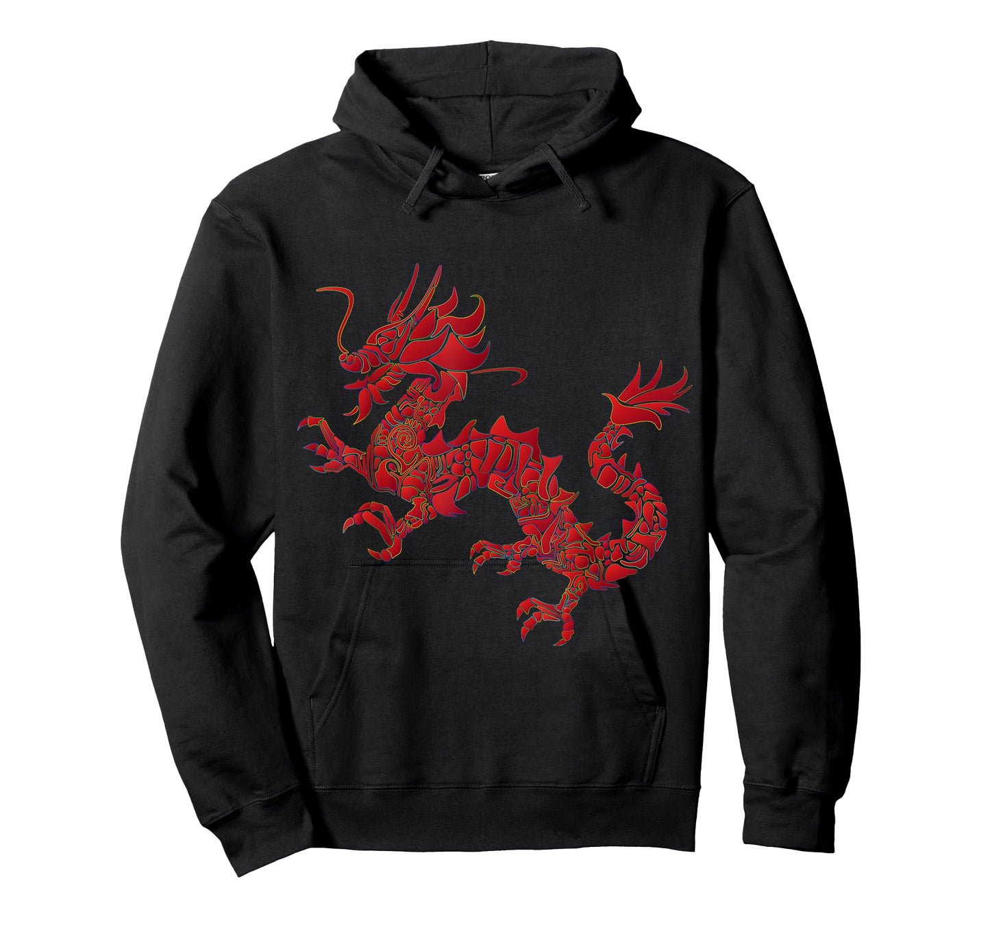 Red Chinese Firedrake T-Shirt Dragon Print Art Wear T-Shirt