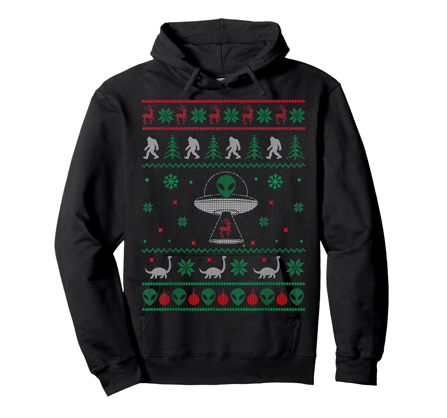 Ugly Christmas Sweater Alien UFO Bigfoot Loch Ness T-Shirt
