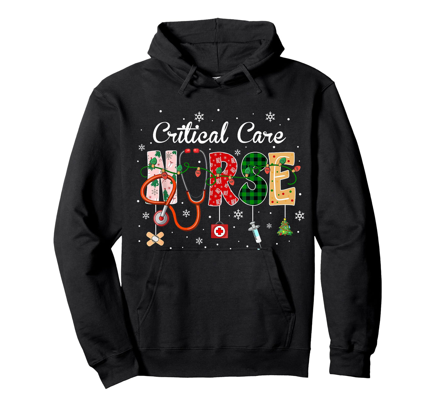 Critical Care Nurse Stethoscope Xmas Tree Cute Christmas T-Shirt