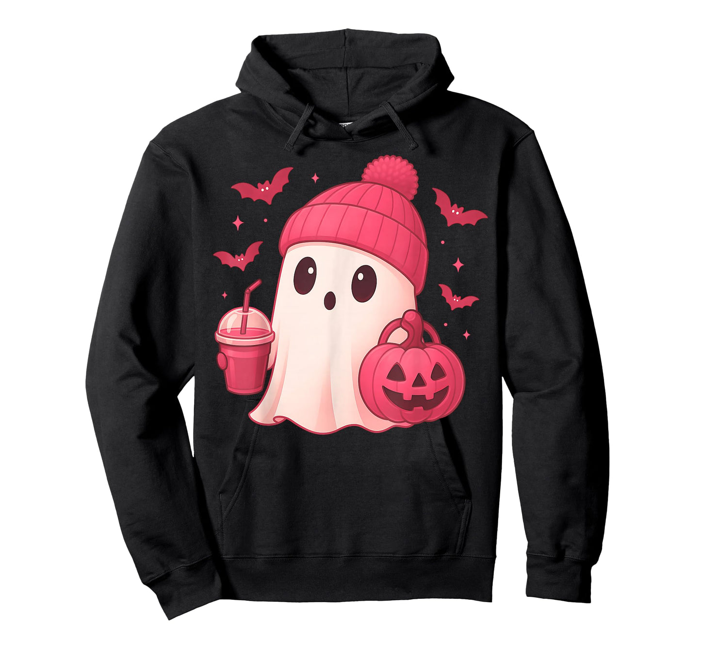 Cute Pink Ghost Coffee Halloween Ghost Coffee Men Women T-Shirt