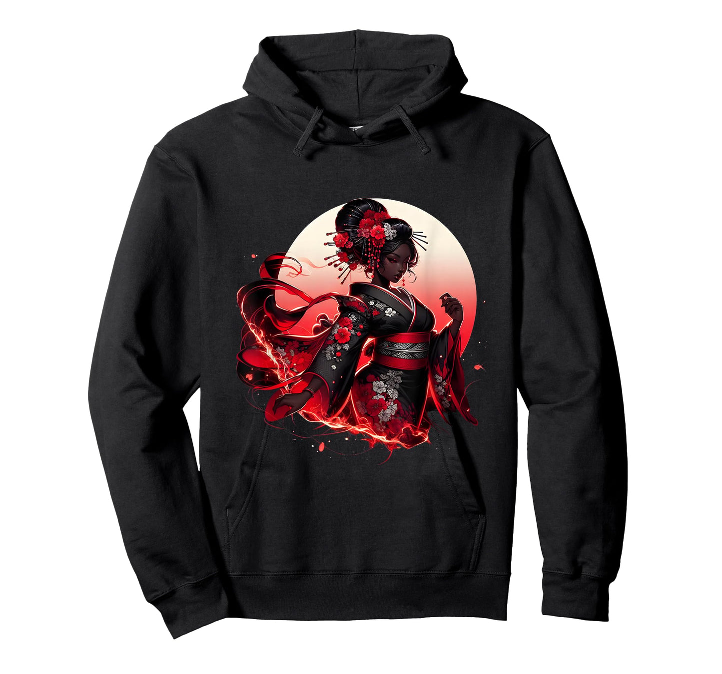 Black Woman Black Cat Women Japanese Anime Samurai Girl T-Shirt