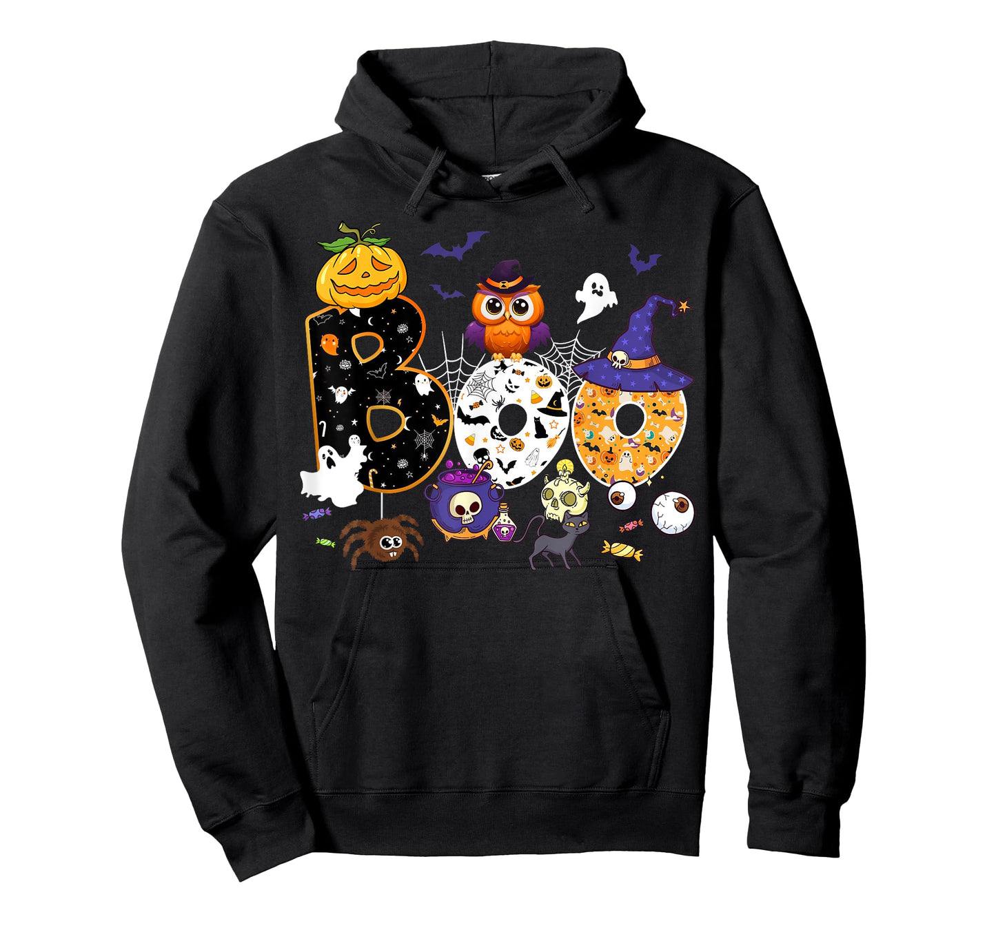 Boo Creepy Owl Pumpkin Ghost Halloween Men Women Kids T-Shirt