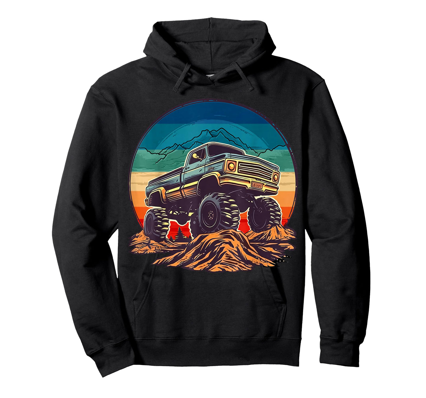 Retro Vintage Monster Truck Retro Sunset Monster Truck Boys T-Shirt