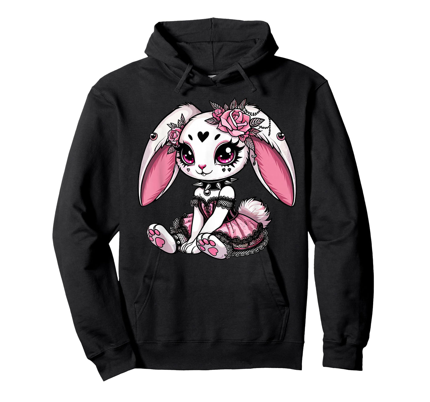 Gothic Bunny with Lace Corset and Roses T-Shirt
