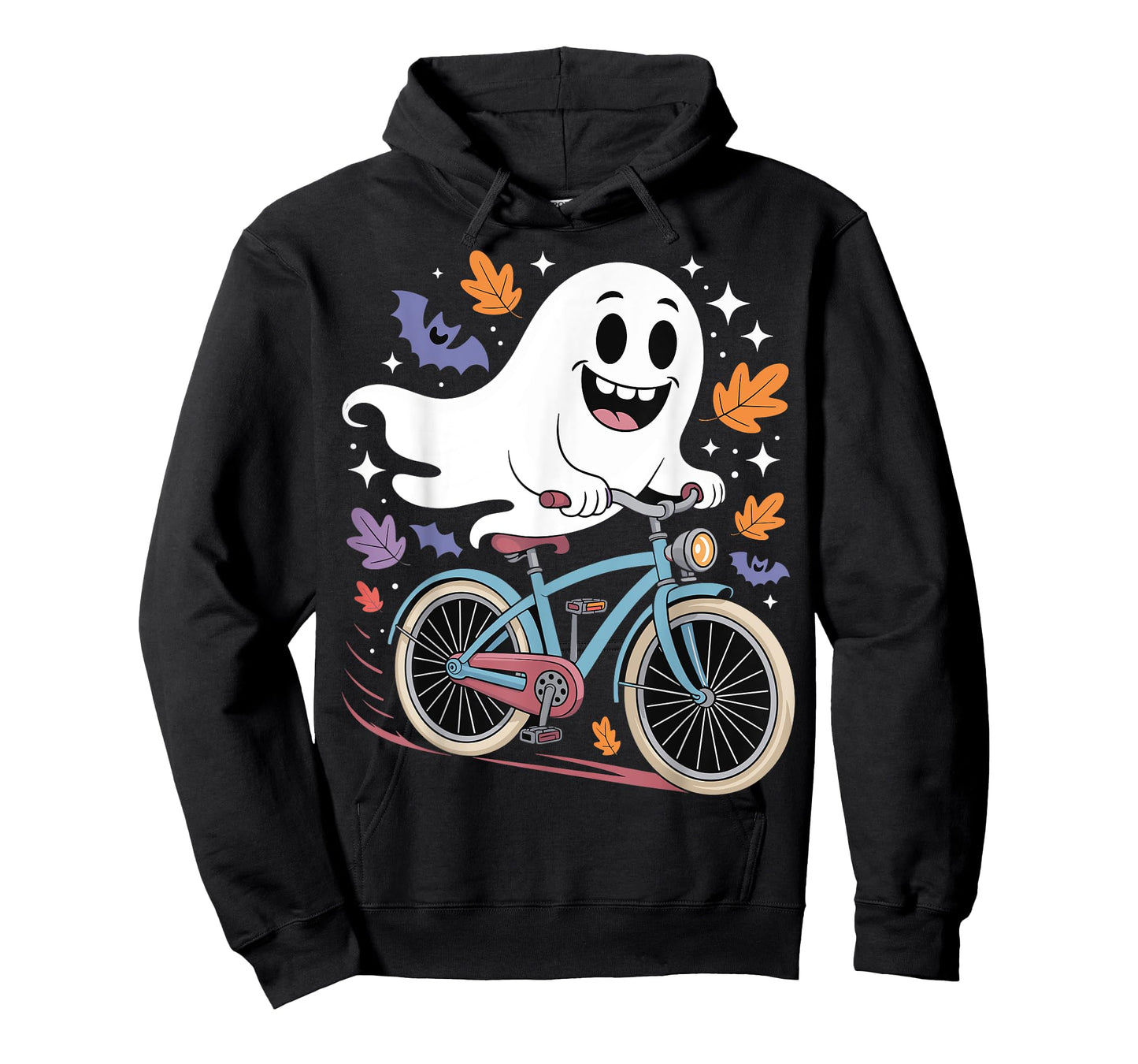 Funny Ghost Riding Bicycle Halloween Trick or Treat T-Shirt