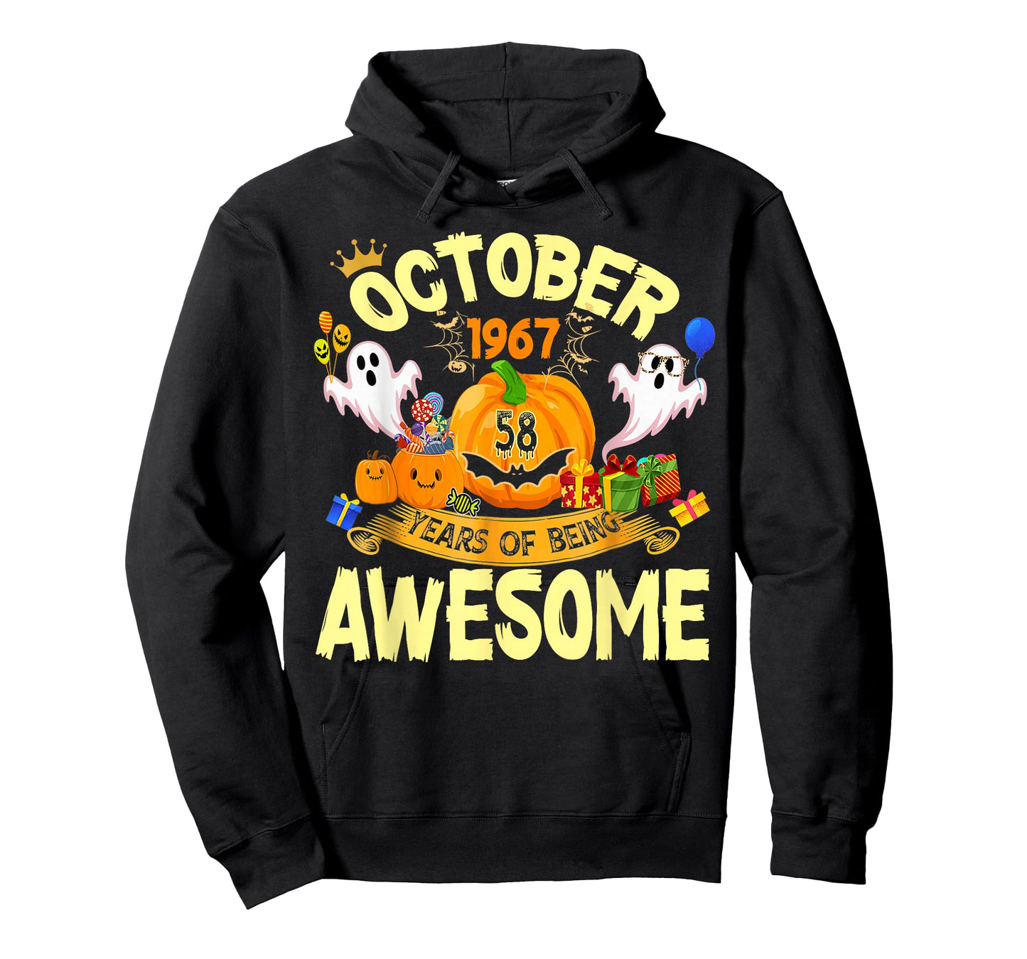 October 1967 58 Years of Being Awesome Funny Halloween Bday T-Shirt