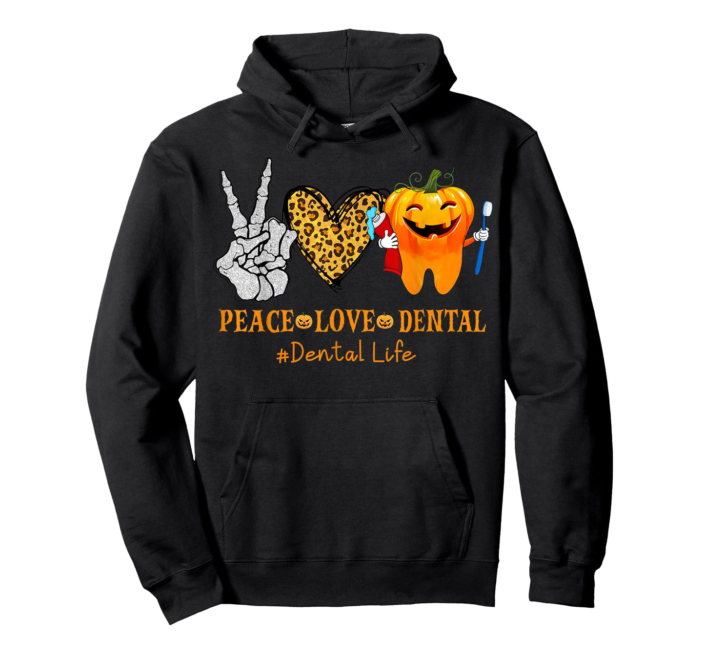 Halloween Peace Love Dental Hygienist Dental Assistant Life T-Shirt