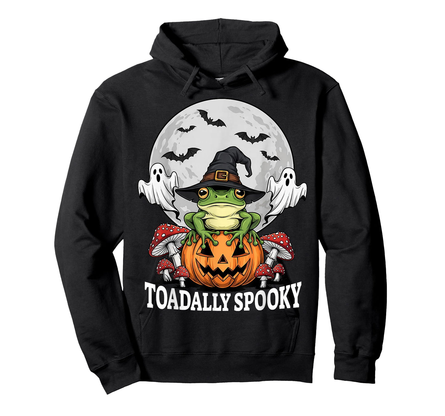 Toadally Spooky Funny Halloween Frog On Pumpkin Full Moon T-Shirt
