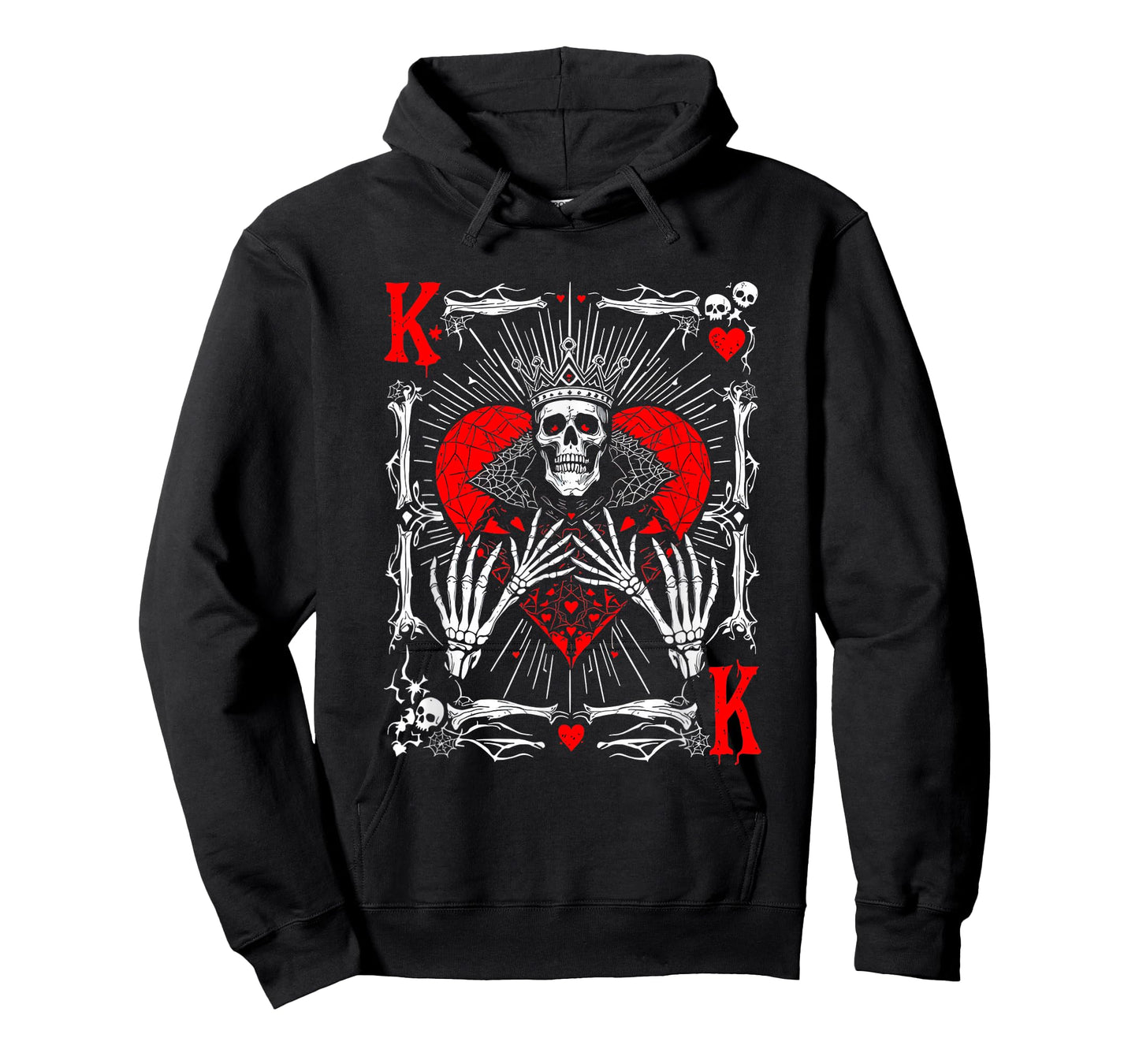 Creepy Skeleton King of Hearts Halloween Playing Card Fun T-Shirt