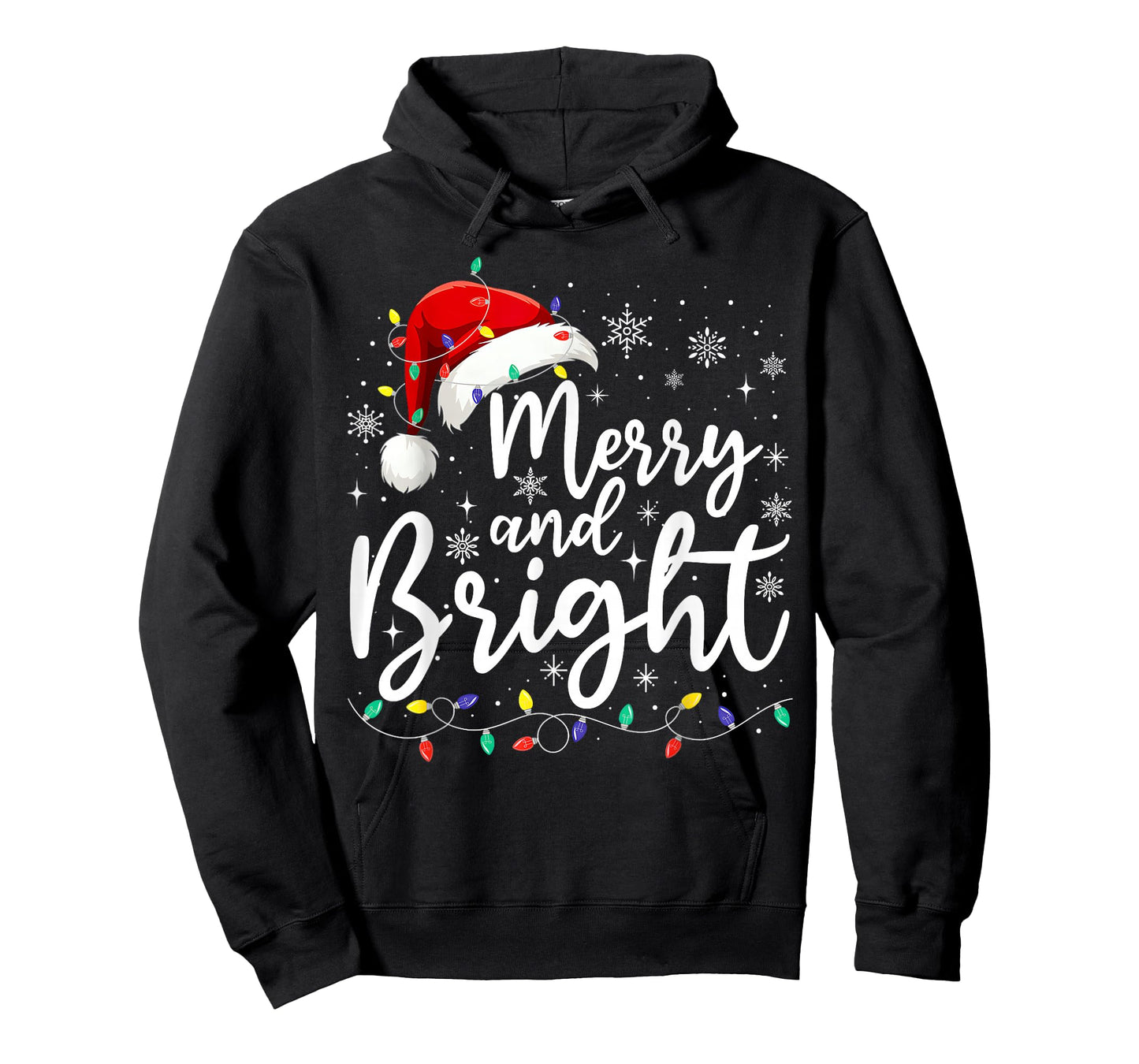 Merry and Bright Christmas Lights Santa Men Women Boys Girls T-Shirt