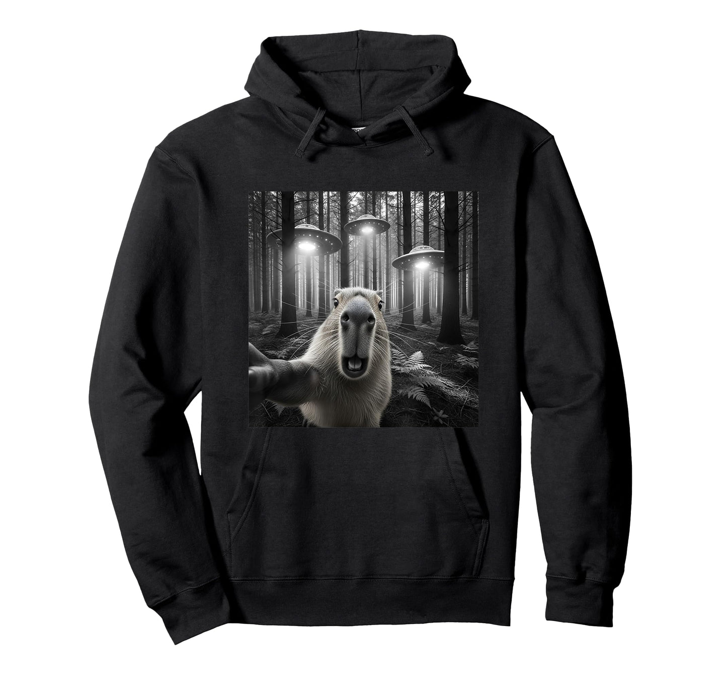Funny Capybara Selfie with Alien UFO for Men Women Kid T-Shirt