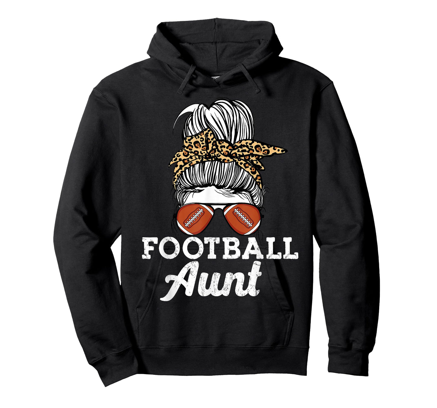 Funny leopard pattern Messy bun Game Lovers football aunt T-Shirt