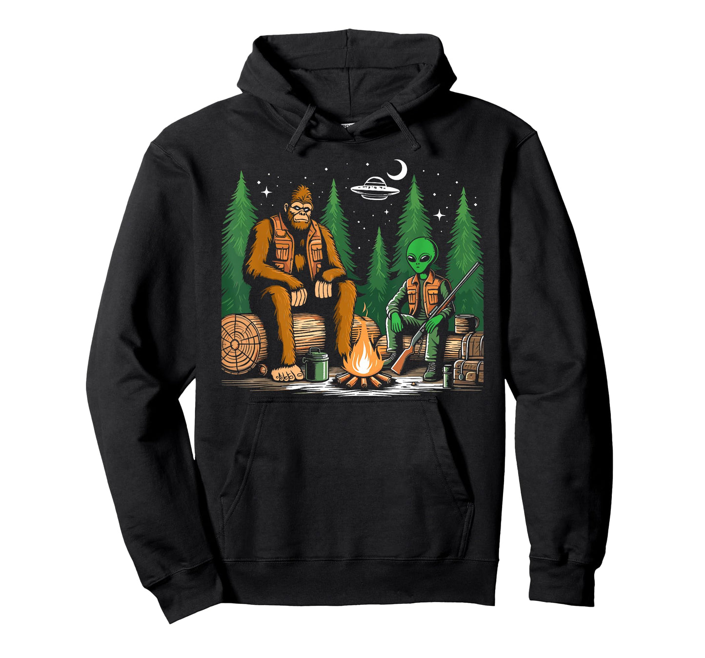 Bigfoot and alien hunting sasquatch alien Hunter funny T-Shirt