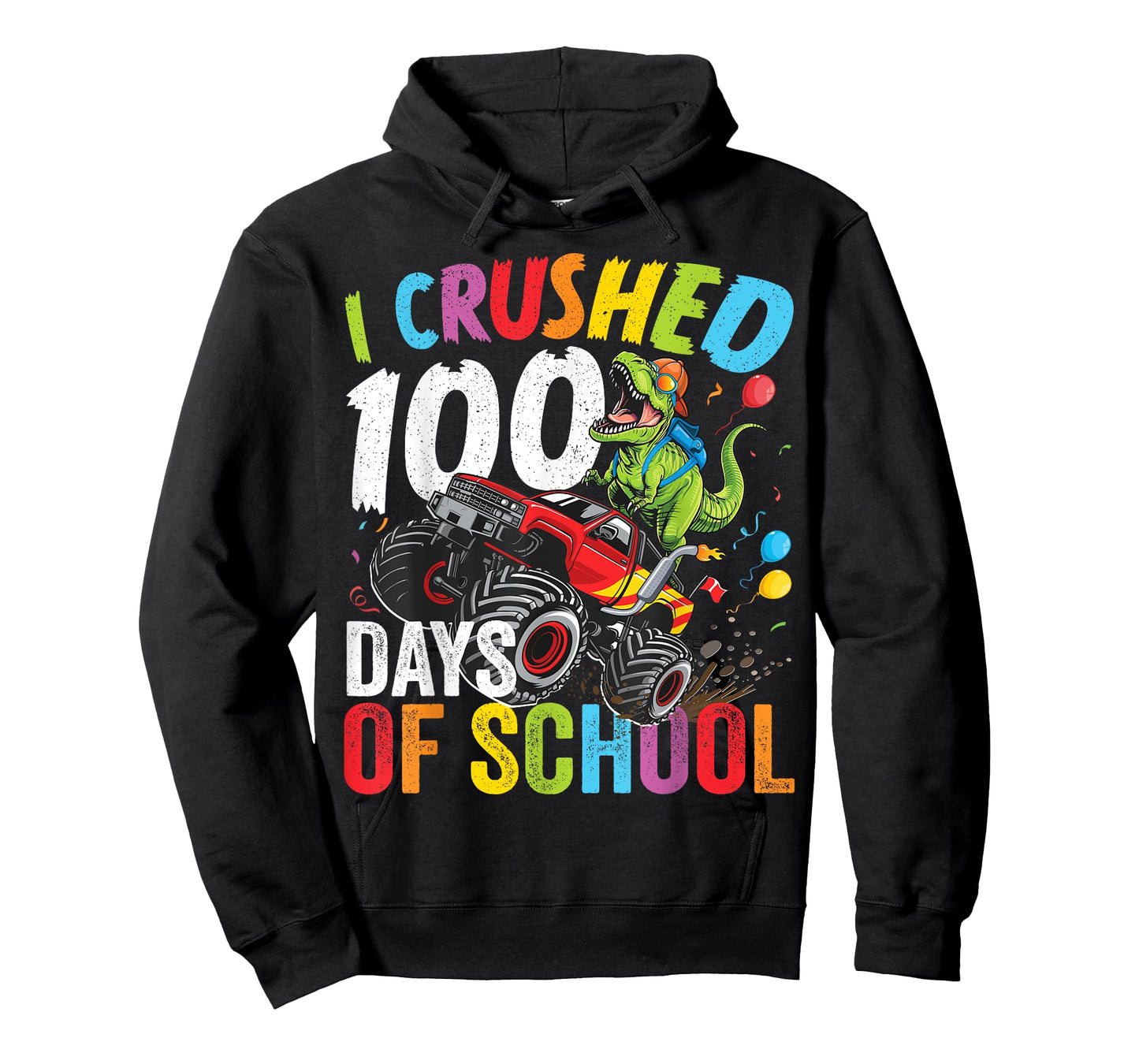 I Crushed 100 Days Of School Monster Truck Dinosaur T-Rex T-Shirt