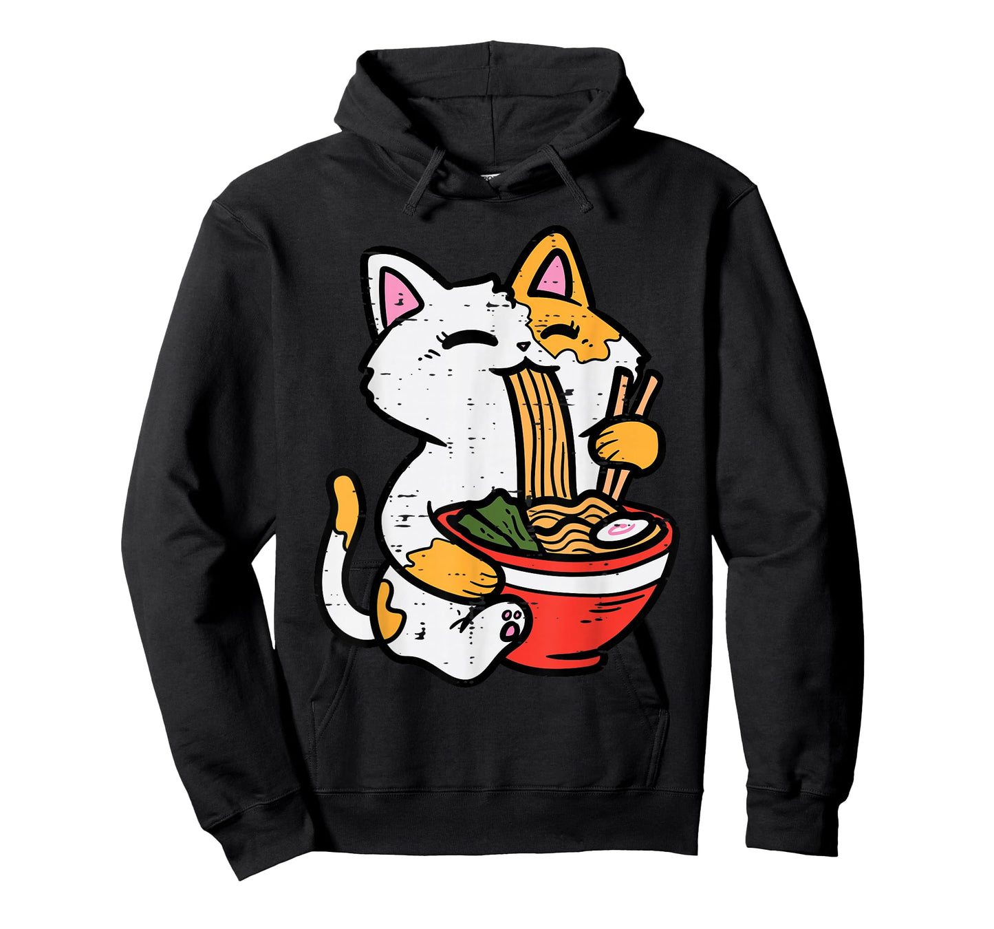 Cat Eating Ramen Cute Japanese Food Women Girls Kids T-Shirt