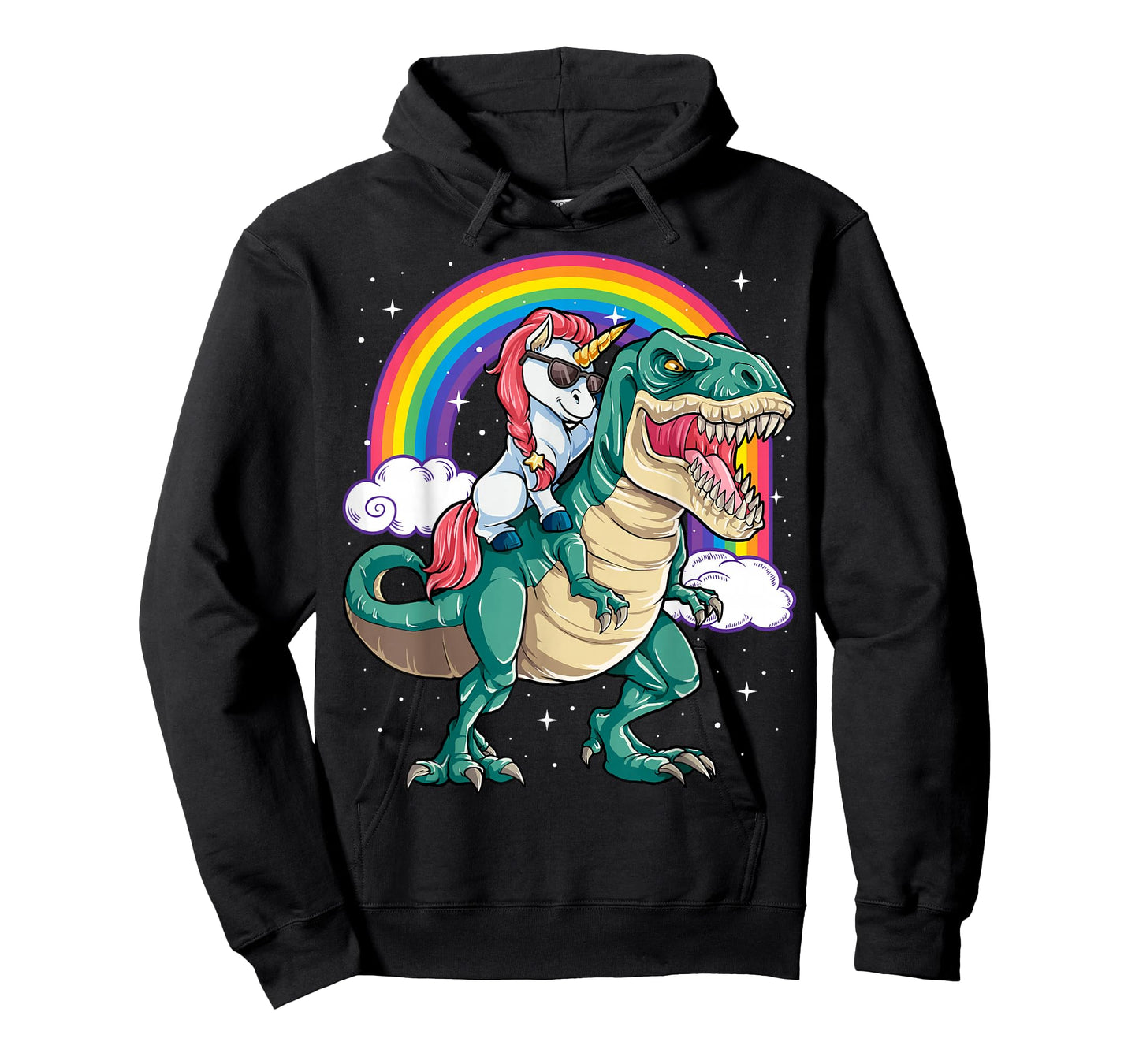 Unicorn Riding T rex Dinosaur Boys Girls Men Women Rainbow T-Shirt Small