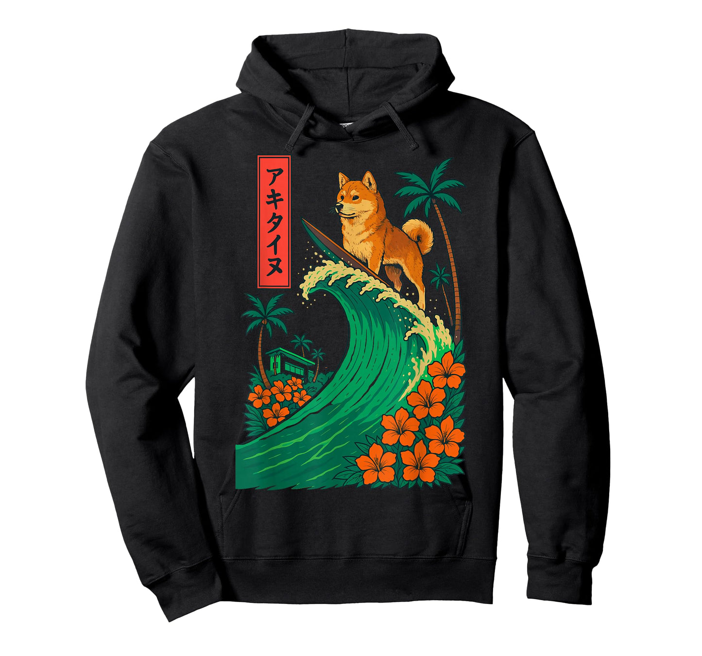 Japanese Shiba Inu Surfing Wave Great Wave Japan T-Shirt
