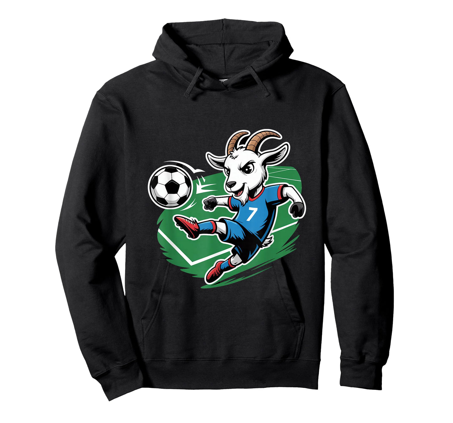Football Goat Striker Number 7 Kicking Soccer Ball T-Shirt
