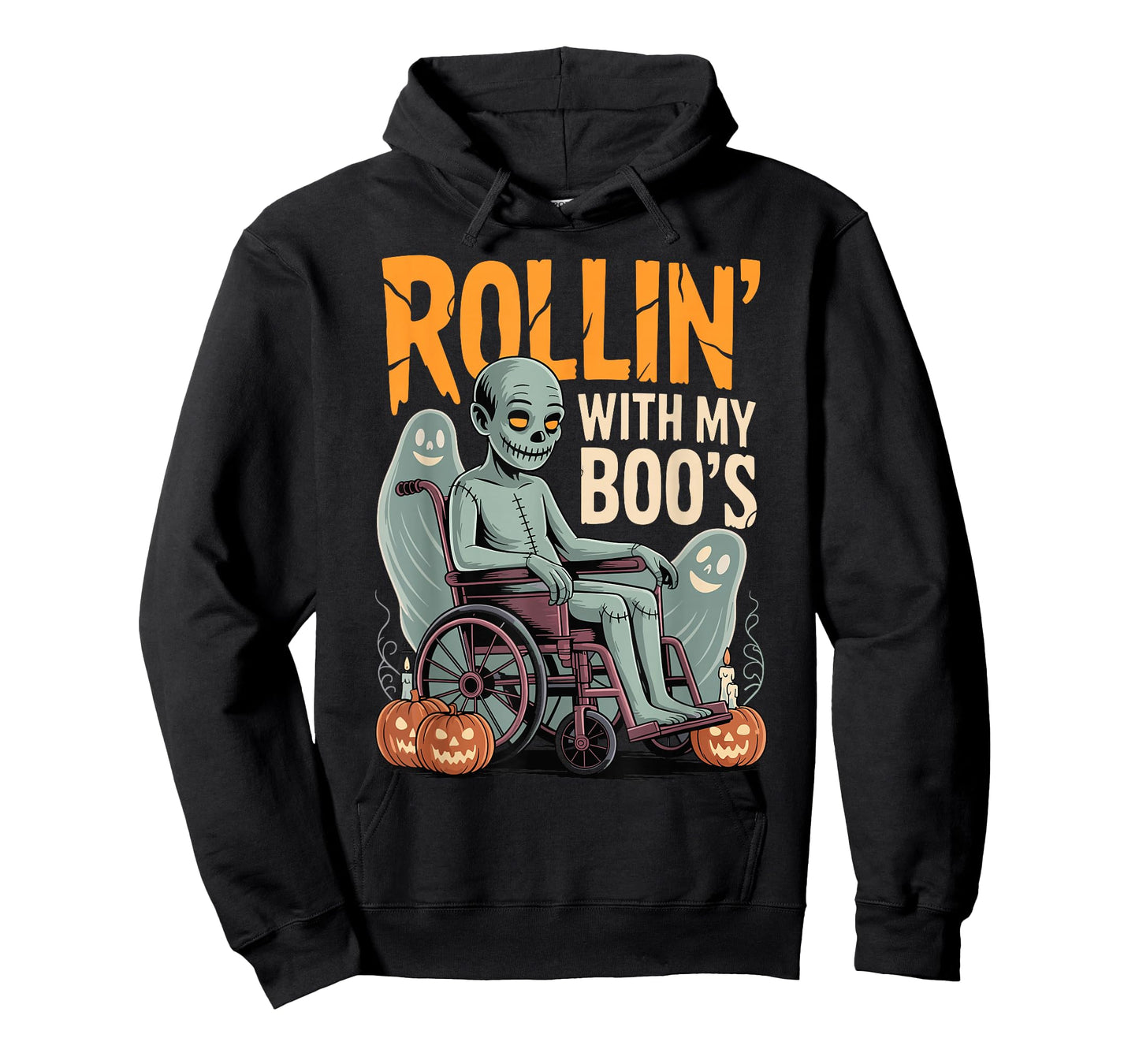 Halloween Wheelchair Costume Handicap Joke Rollin with Boo's T-Shirt