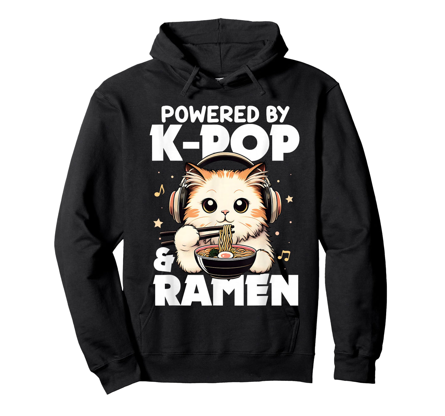 Kawaii Powered by K-Pop and Ramen Cute Kpop Cat Music T-Shirt