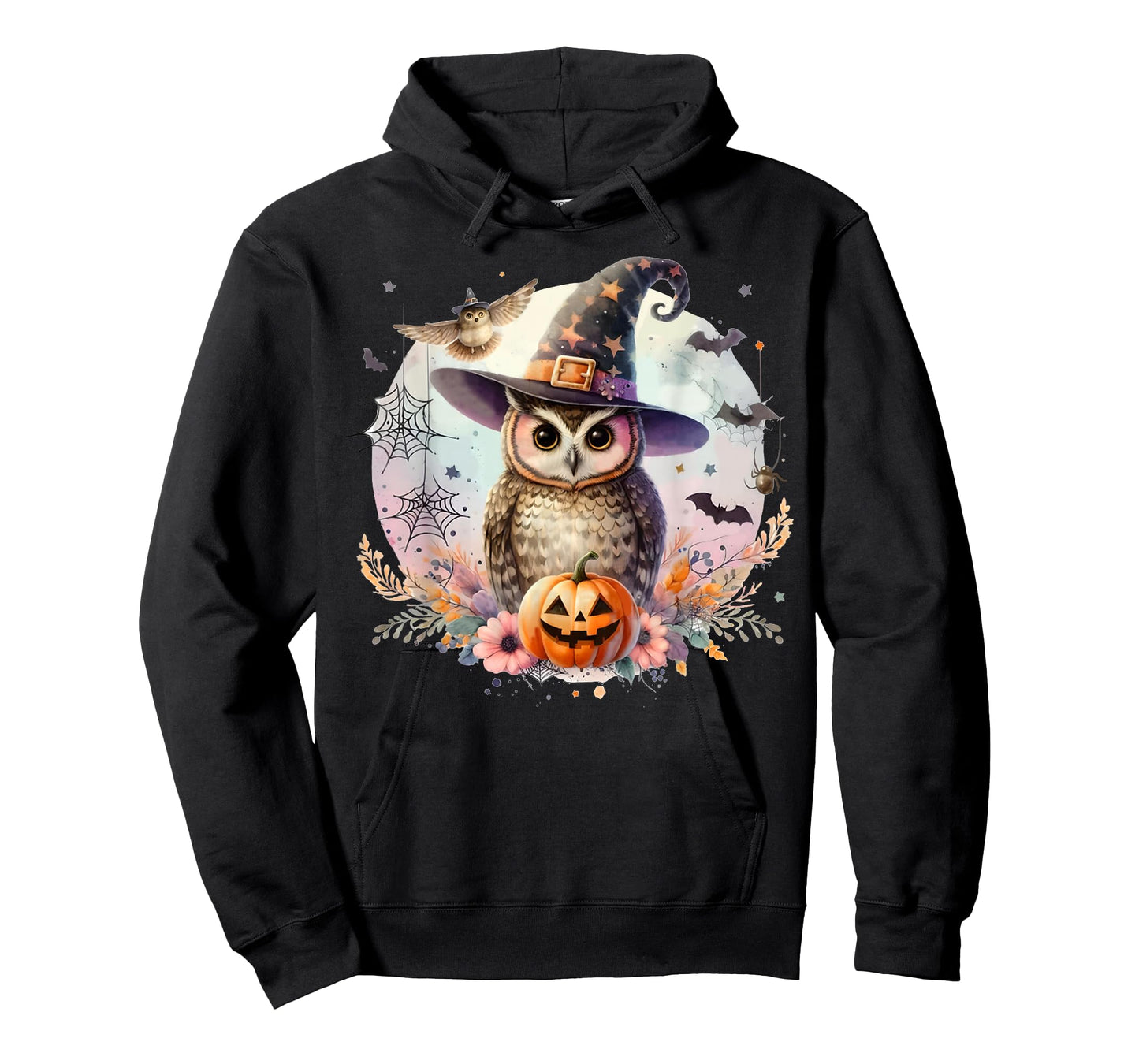 Owl Witch Hat and Pumpkin Funny Halloween Academia Witchy T-Shirt