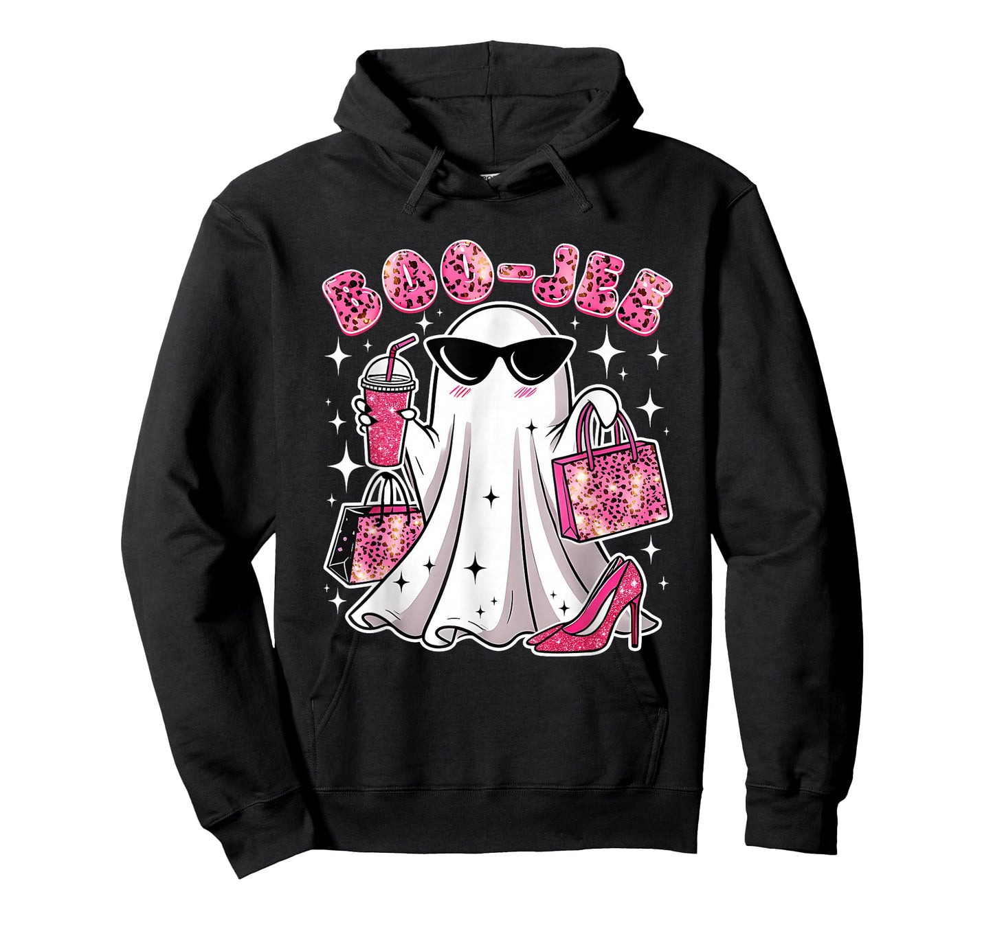 Pink Leopard Boo JEE Boujee Coffee Ghost Halloween T-Shirt