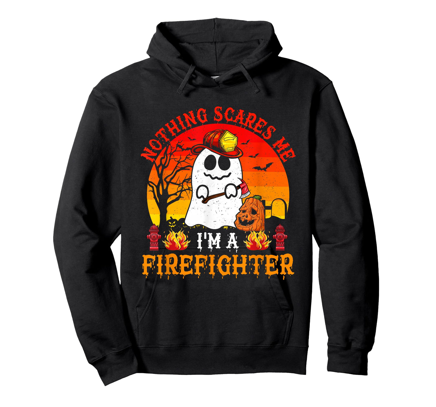 Nothing Scares Me I'm A Firefighter Scary Ghost Boo Pumpkin T-Shirt