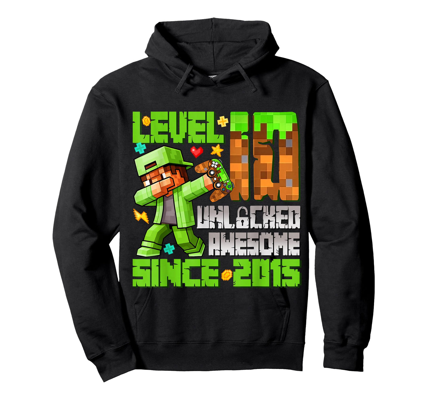 Level 10 Unlocked Awesome Since 2015 10th Birthday Gamer T-Shirt