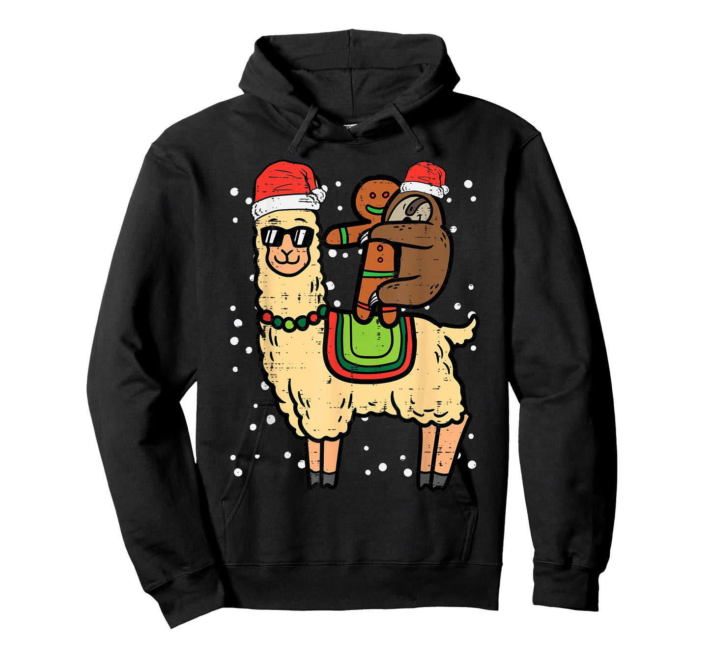 Christmas Sloth Gingerbread Riding Llama Xmas Men Women Kids T-Shirt