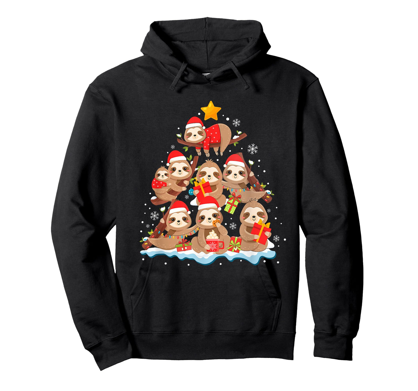 Sloth Christmas Tree Lights Funny Xmas Family Men Women T-Shirt