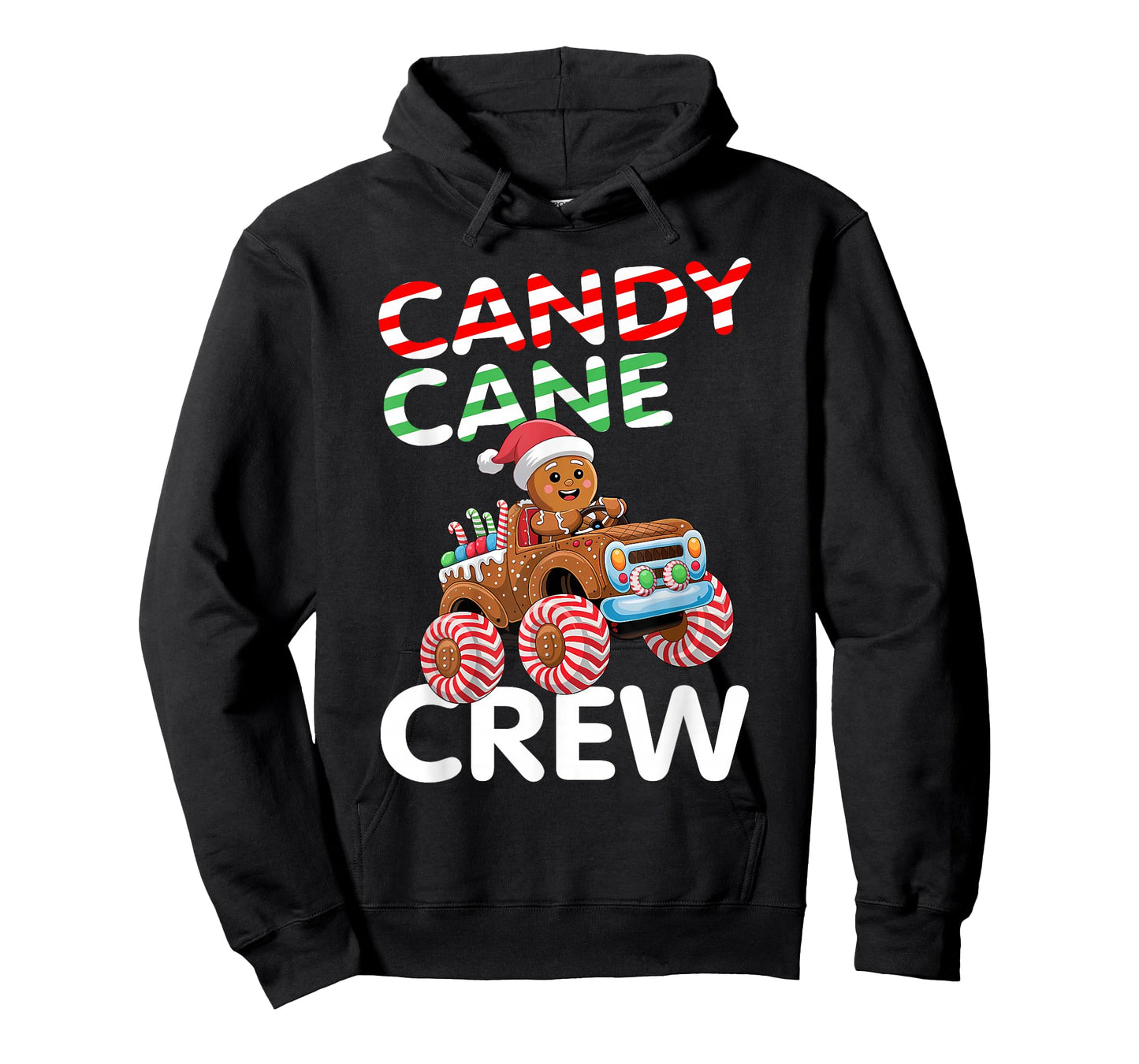 Christmas Candy Cane Crew Gingerbread Monster Truck Pajama T-Shirt