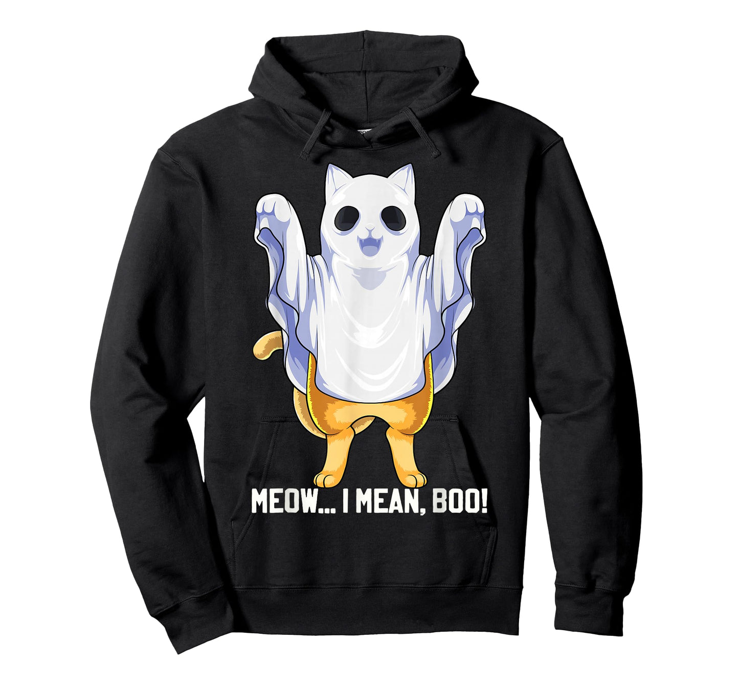 Meow I Mean Boo Ghost Cat Funny Halloween Costume Boys Kids T-Shirt