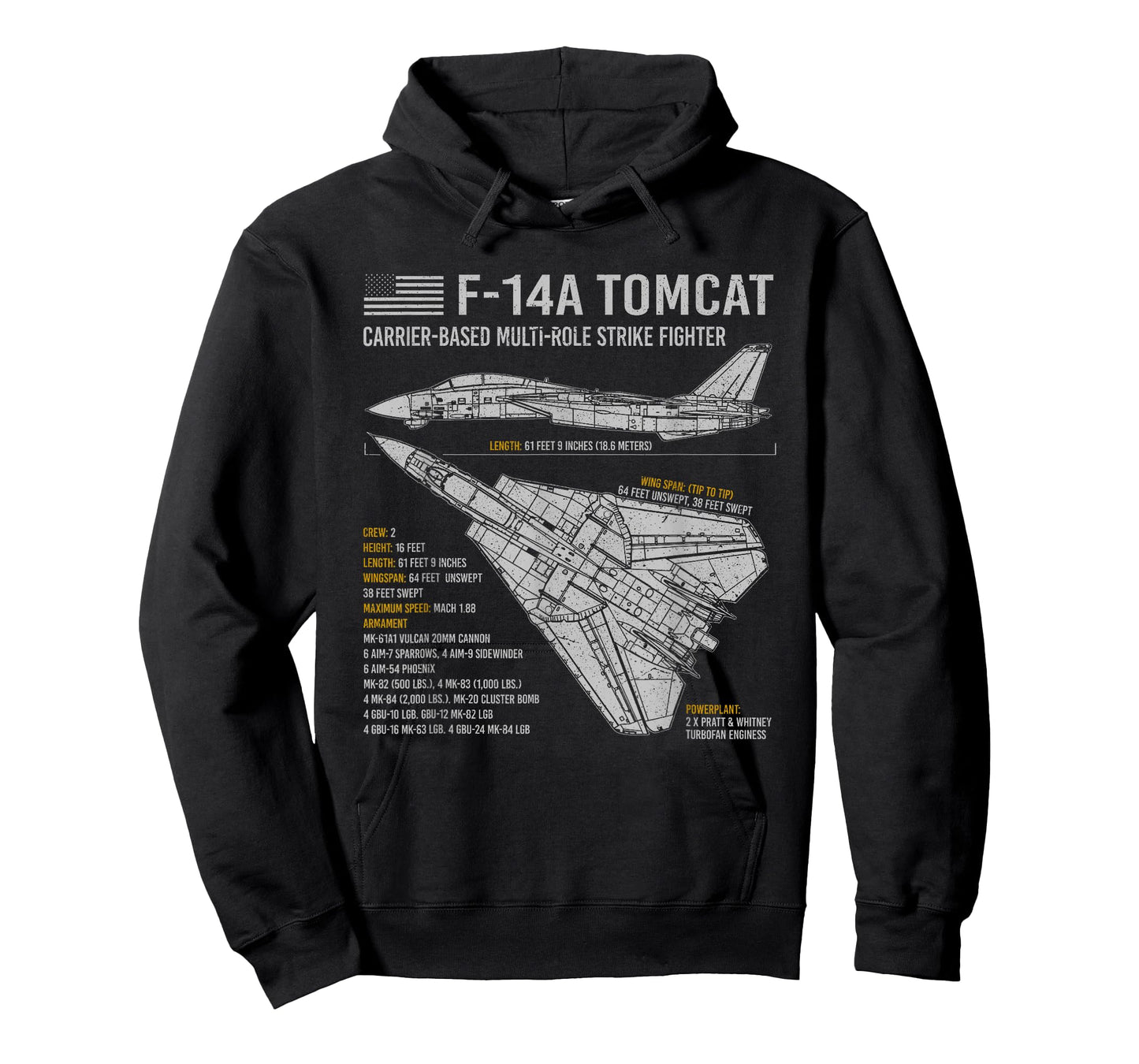 F-14 Tomcat F14 Aircraft Airplane Blueprint Facts. T-Shirt Small