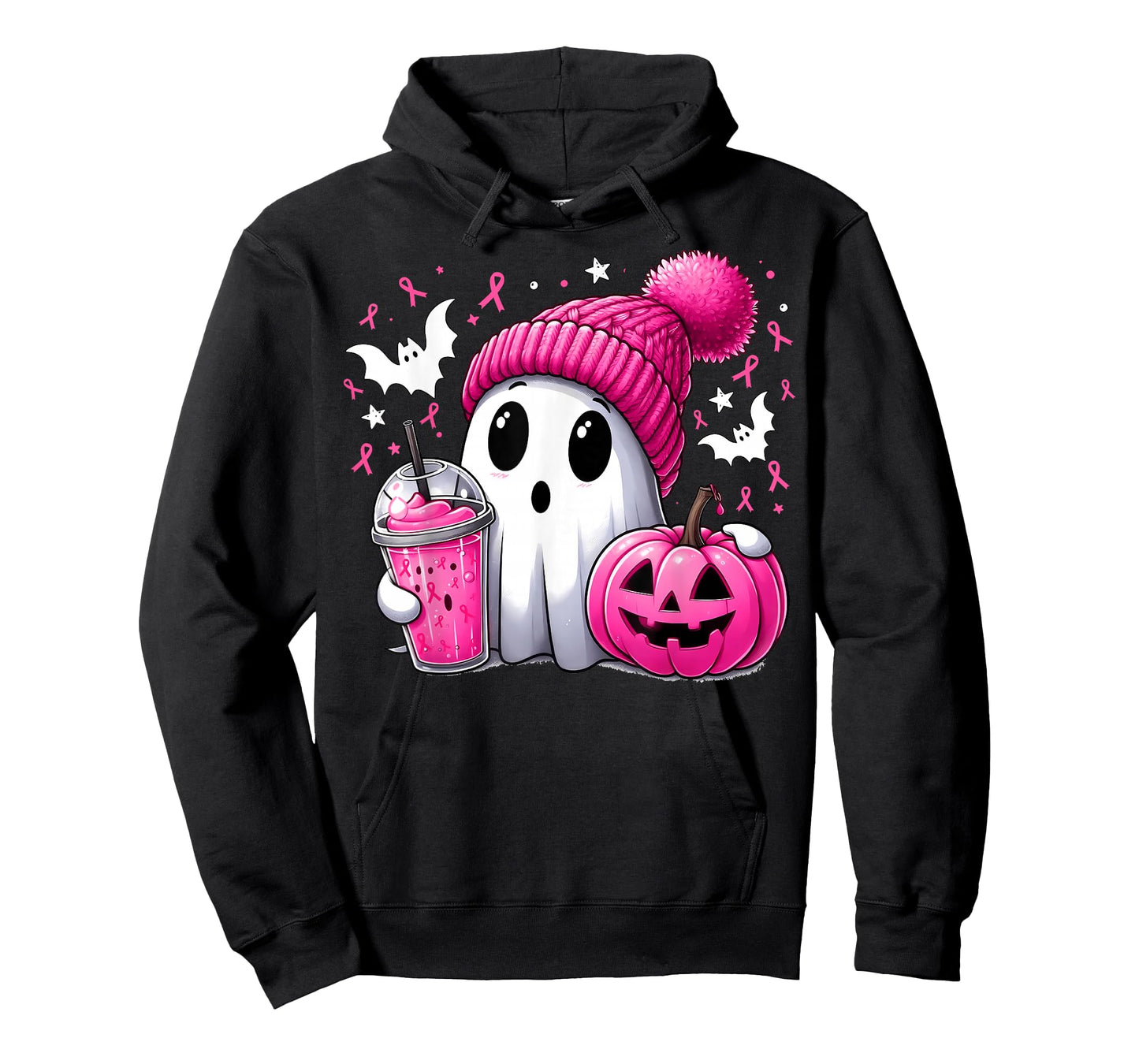 Cute Ghost Pink Ribbon Halloween Breast Cancer Awareness T-Shirt