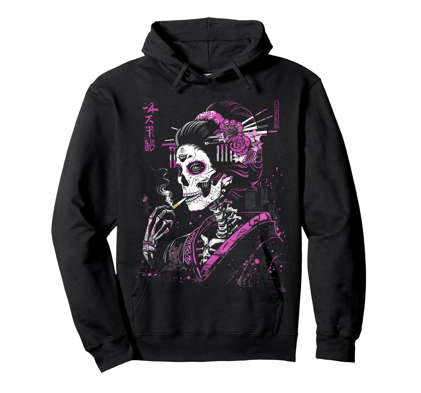Anime Japanese Goth Cyberpunk City Skull Sugar T-Shirt