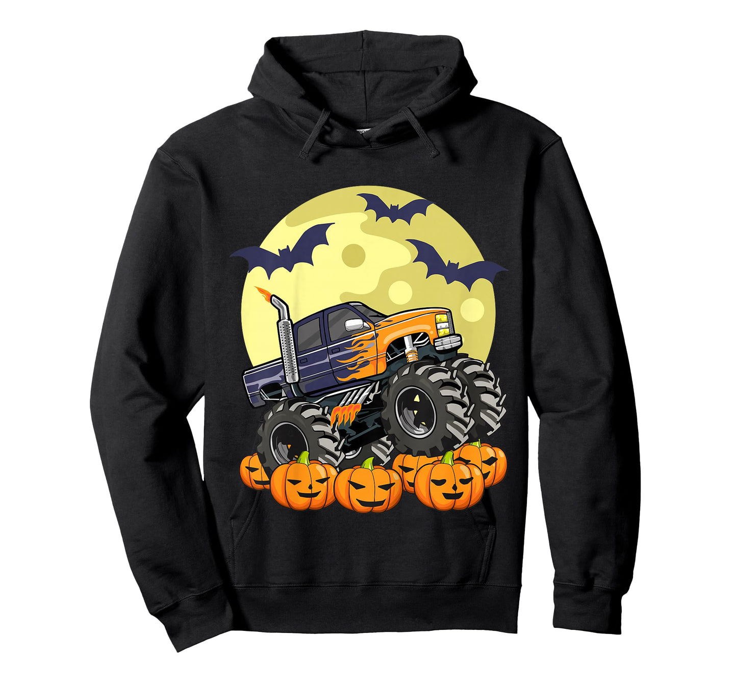 Kids Monster Truck Halloween Jack O Lantern Moon Pumpkin Toddler T-Shirt