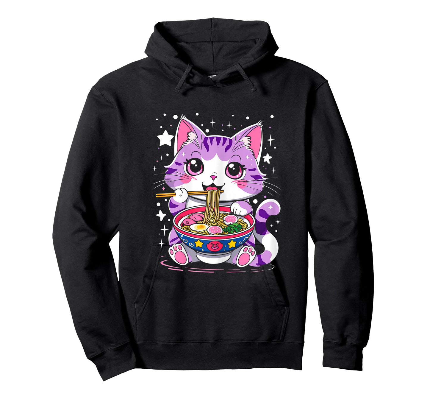 Kawaii Cat Eating Ramen Cat Japanese Funny Cat Anime Noodles T-Shirt