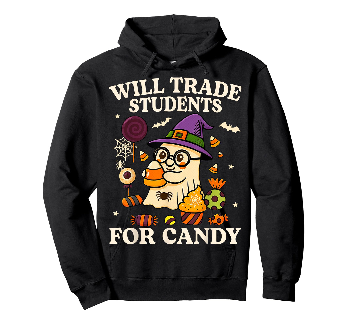 Will Trade Students For Candy Teacher Ghost Halloween Funny T-Shirt