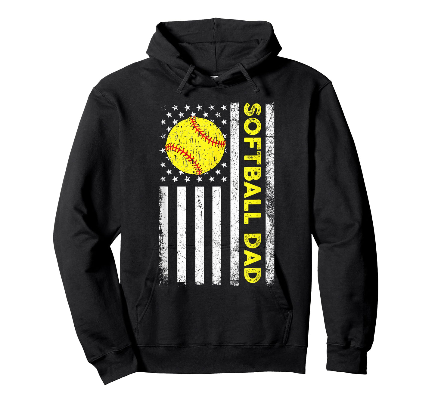 Softball Dad Distressed American Flag Fathers Day T-Shirt