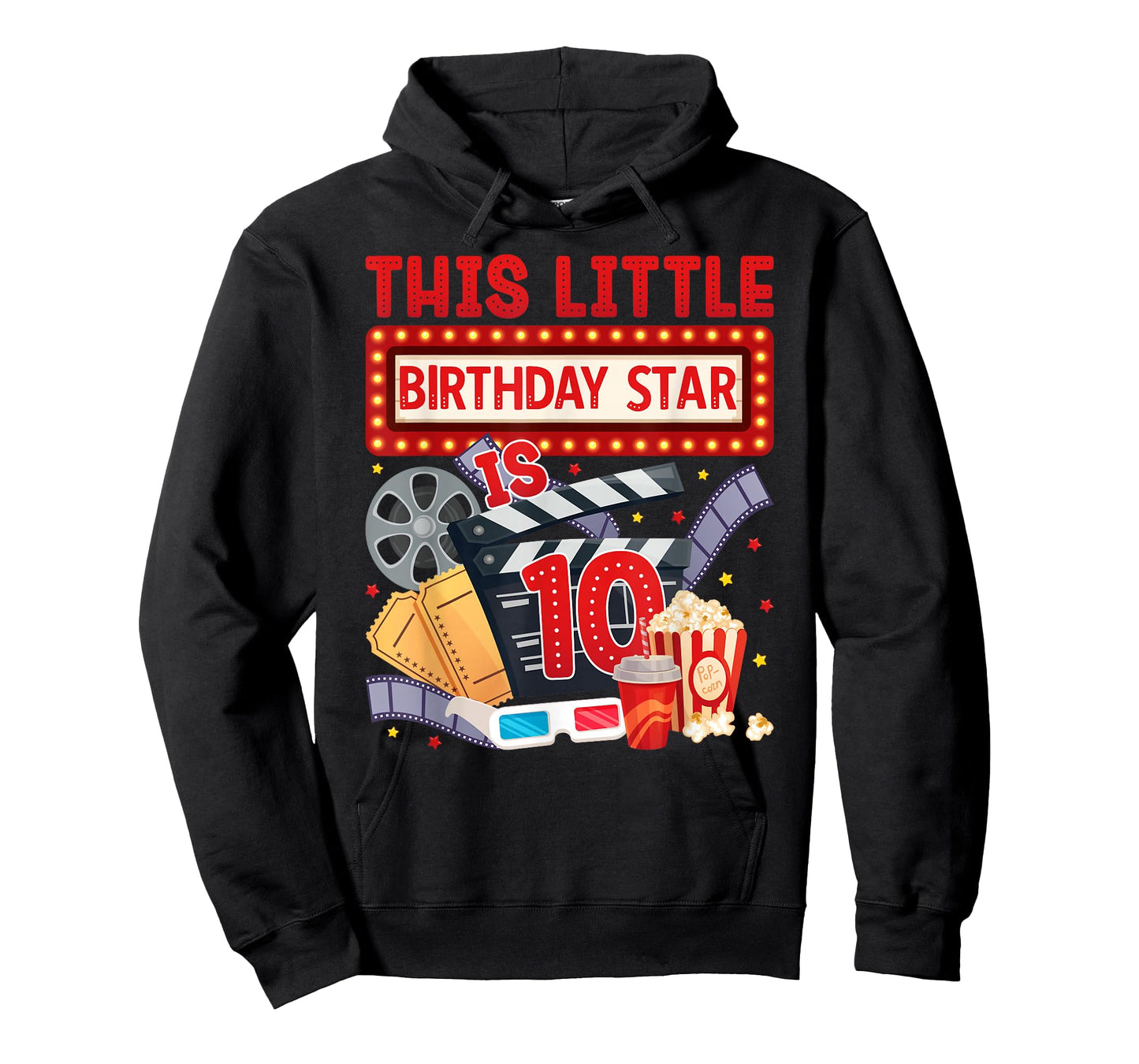 10th Movie Night Themed Birthday Ten Year Old Movie Lover T-Shirt